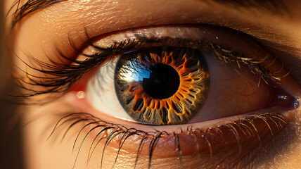Stunning Macro Shot of Human Eye with Mesmerizing Swirl Pattern in Iris - High-Resolution, Detailed Photography, AI-Generated