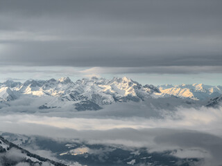 Fototapeta na wymiar Snowy Alps, Winter Mountains in Austria