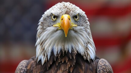 Obraz premium Eagle with American Flag Background