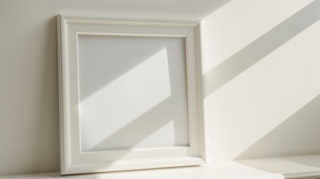 empty white frame against white wall