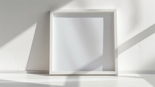 empty white frame against a white wall