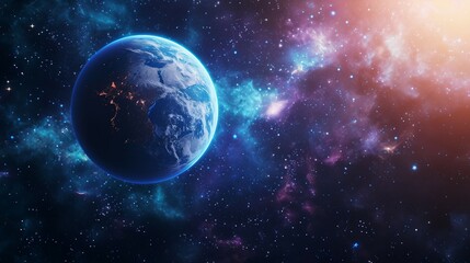 Obraz na płótnie Canvas Blue planet surrounded by stars