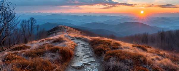 A view of the Bieszczady mountains in autumn, showcasing the spectacular display of fall colors and the serene beauty of the mountainous landscape. © Tomasz