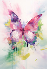 Abstract watercolor poster of butterfly concept living room art picture frame idea