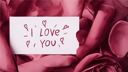Valentine's Day love letter, card with the words I love you 4K