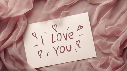 Valentine's Day love letter, card with the words I love you 4K