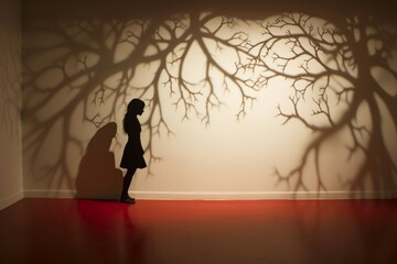 Obraz premium Inviting Love wall heart shadow. Art love light. Generate Ai