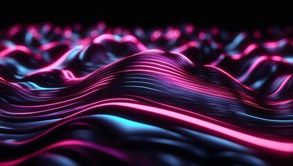 3d render, abstract ascending pink blue neon lines isolated on black background. Digital ultraviolet wallpaper