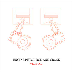 Engine Piston Rod And Crank vector design template