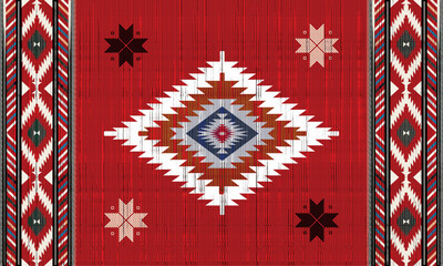 Navajo tribal vector Red seamless pattern. Native American ornament. Ethnic South Western decor style. Boho geometric ornament. blanket, rug. Woven carpet