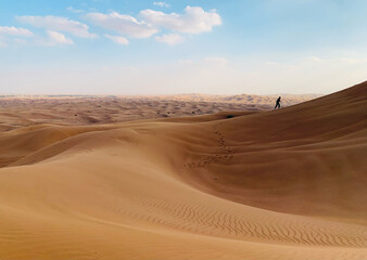 Fototapeta na wymiar Sand surfing, desert, Dubai