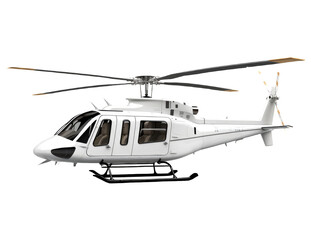White helicopter on cutout PNG transparent background
