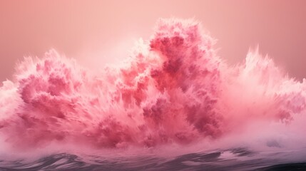 Small Fine size Sand flying explosion, Pink wave explode, abstract cloud fly. Pink Sweet colored sand splash throwing Air. Love Particle wallpaper background high speed shutter, freeze stop motion