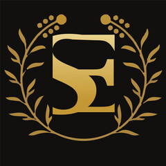 SE letter branding logo design with a leaf..
