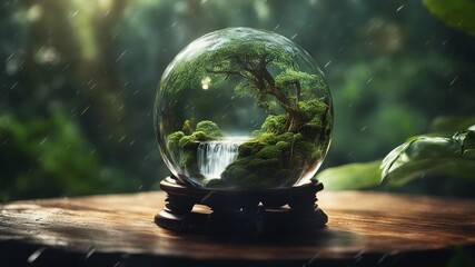 green forest waterfall ethereal fantasy concept art of masterpiece, best quality, RAW macro photo...