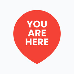 Red gps mark with text you are here. Vector Illustration