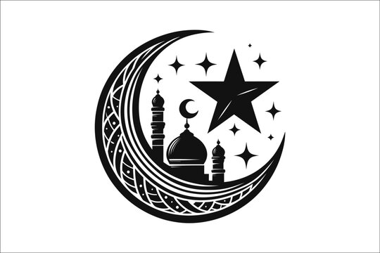 Ramadan Crescent moon and star