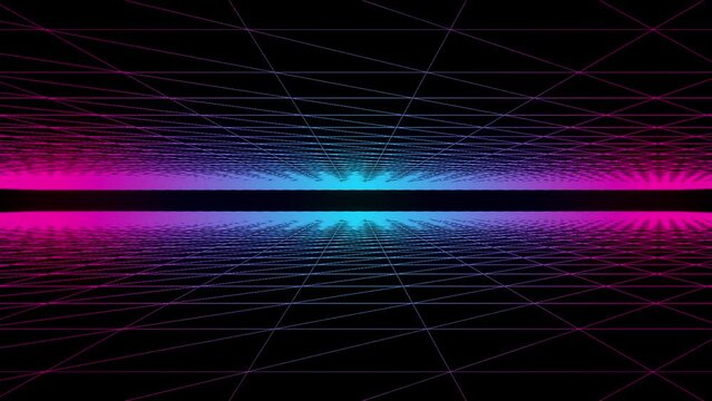 Retro-futuristic 80's synthwave grid background. Perfectly looped opener animation.