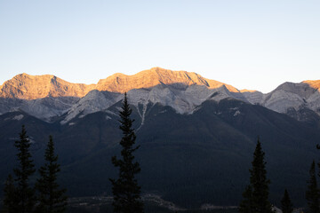 Morning Alpenglow in the Mountains of Kananaskis Country near Canmore, Alberta