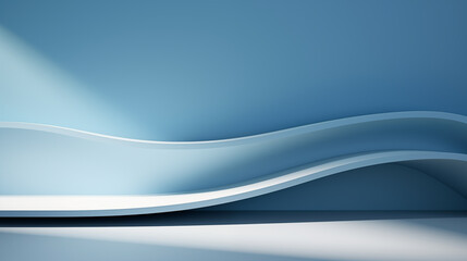Obraz premium Abstract blue waves casting subtle shadows in a clean composition. Soft light over curvaceous blue waves in a minimalistic design