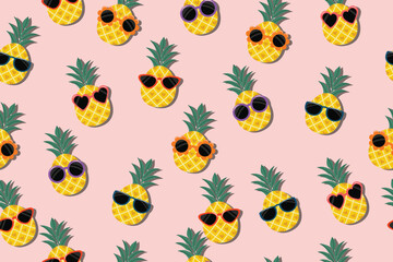 Pineapple seamless pattern in vector, background, fabric, wrapper, wallpaper, etc