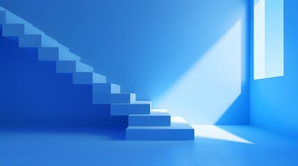 Wooden stairs elevate the promotion of the business. Business promotion stairs to heaven. stairs to the blue sky. Wooden stairs. Business start-up.