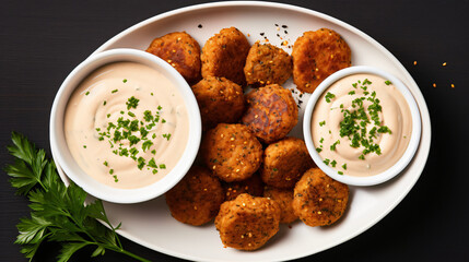  Plate of chickpeas falafel with tahini sauce