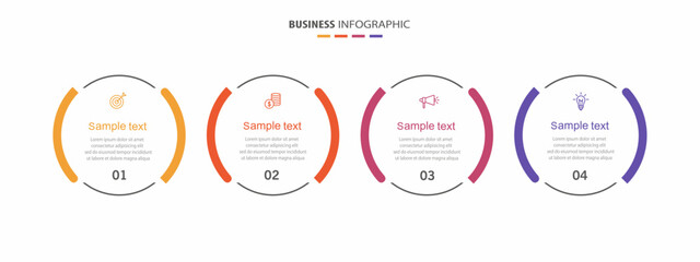 Business infographic design template with 4 options, steps or processes. Can be used for workflow layout, diagram, annual report, web design	
