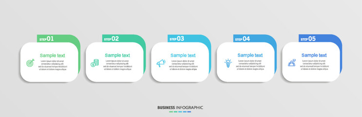 Business infographic template with 5 options or steps. Can be used for workflow layout, diagram, annual report, web design	