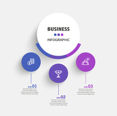 Vector  infographic design template with icons and 3 options or steps. Can be used for process diagram, presentations, workflow layout, banner, flow chart, info graph