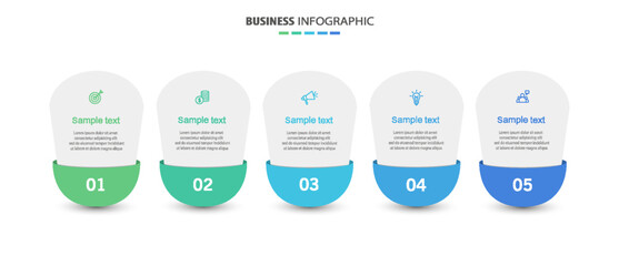 Business infographic template with 5 options or steps. Can be used for workflow layout, diagram, annual report, web design	