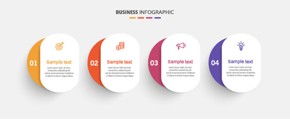 Business infographic design template with 4 options, steps or processes. Can be used for workflow layout, diagram, annual report, web design	