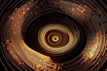 "Spiraling Fibonacci sequence manifested in glowing lines."