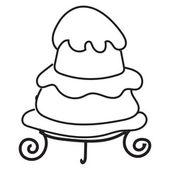 Single hand drawn cake with candles for greeting