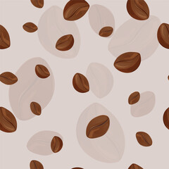 Seamless pattern with coffee beans. Cute pattern design. Vector illustration