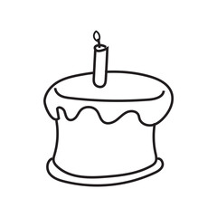 Single hand drawn cake with candles for greeting