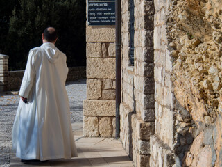 Subiaco, Italy, - Nov, 2014:  Nuns in Saint Benedict Abbey in Subiaco. Europe - 706595195