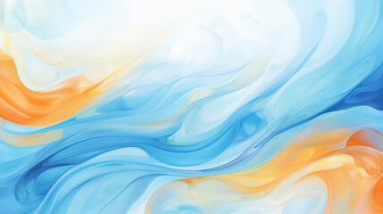 Fototapeta na wymiar A soothing abstract background with gentle waves in calming blues, contrasted with energetic swirls in bright orange, symbolizing tranquility and vitality Ai Generative