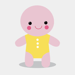 Cute toy doll flat icon