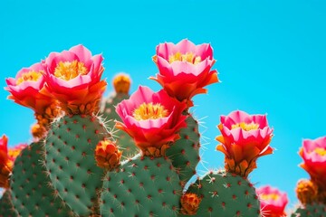 Vibrant cactus on sunny backdrop. Generative AI