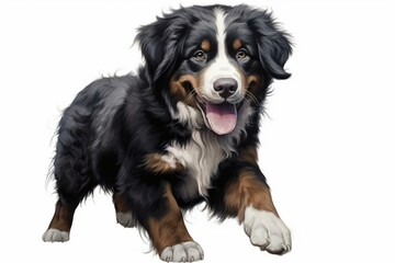 Adorable Bernese Mountain Dog illustration. Generative AI