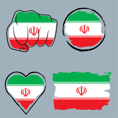 national flag of Iran patriotic icon set