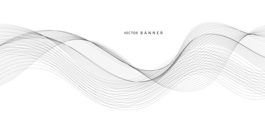 Modern Vector Background with Black Wavy Lines