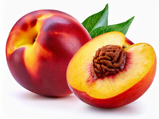 peaches,Nectarine fruit isolated on white background - obrazy, fototapety, plakaty