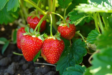 Freshly Picked Strawberries from the Garden. Generative AI.