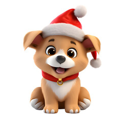 cartoon christmas dog, 3d animal illustration