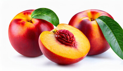 peaches,Nectarine fruit isolated on white background