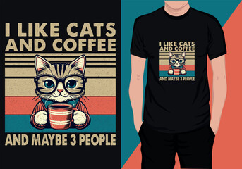vintage retro cat coffee t-shirt design, coffee t-shirt cat, Vintage Retro Cat T-shirt Design.
