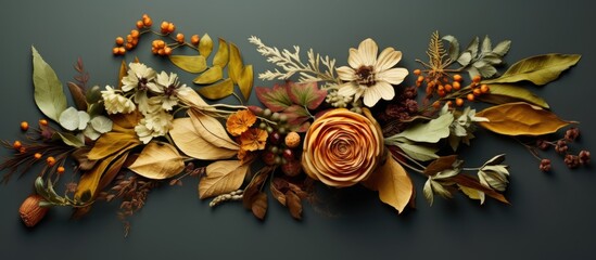 Craft made with flowers and leaves from nature.