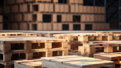 Wood pallet,Transport palette- warehouse,Selective focus of Pattern old wood pallet pile texture background